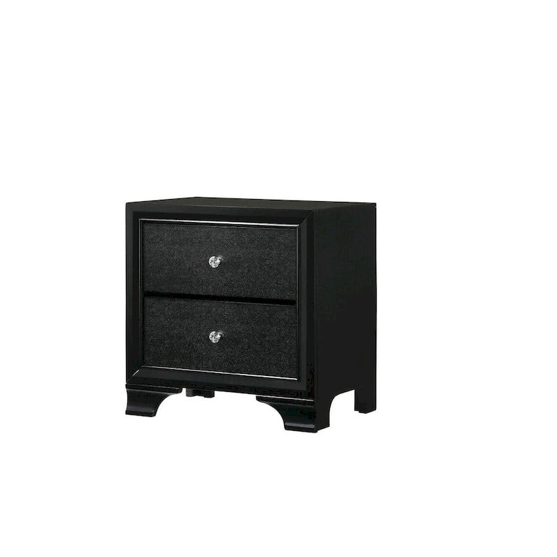 Ensemble de 3 pièces comprenant une commode et une table de chevet en bois recouvert de similicuir avec éclairage LED