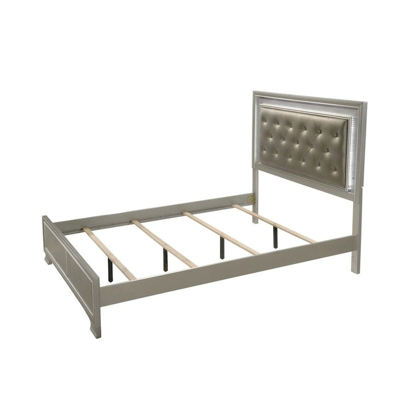 Ensemble de 3 pièces comprenant une commode et une table de chevet en bois recouvert de similicuir avec éclairage LED