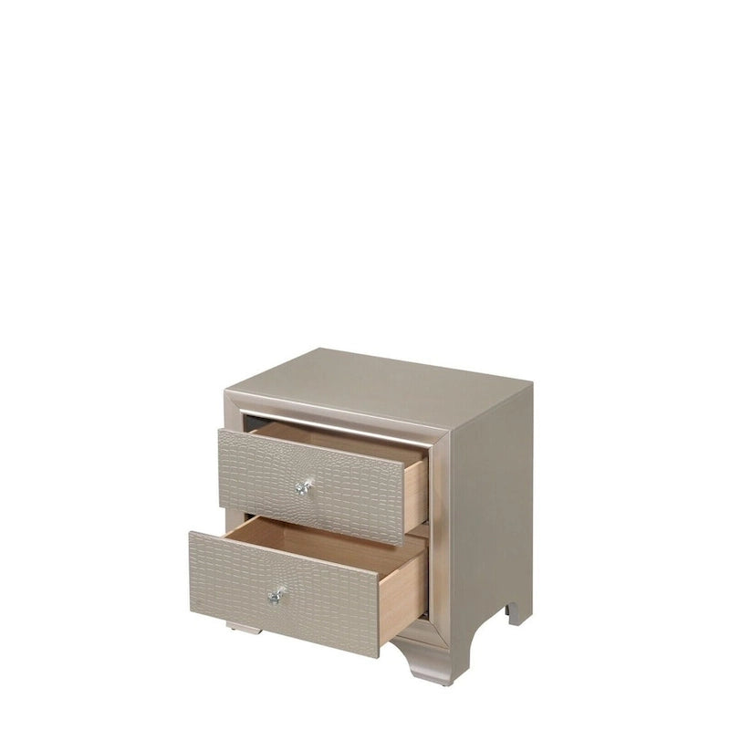 Ensemble de 3 pièces comprenant une commode et une table de chevet en bois recouvert de similicuir avec éclairage LED
