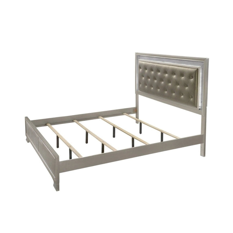 Ensemble de 3 pièces comprenant une commode et une table de chevet en bois recouvert de similicuir avec éclairage LED