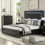 Ensemble de chambre à coucher 6 pièces Alaric de Furniture of America, en bois massif noir moderne, avec tiroir inférieur doublé de cèdre
