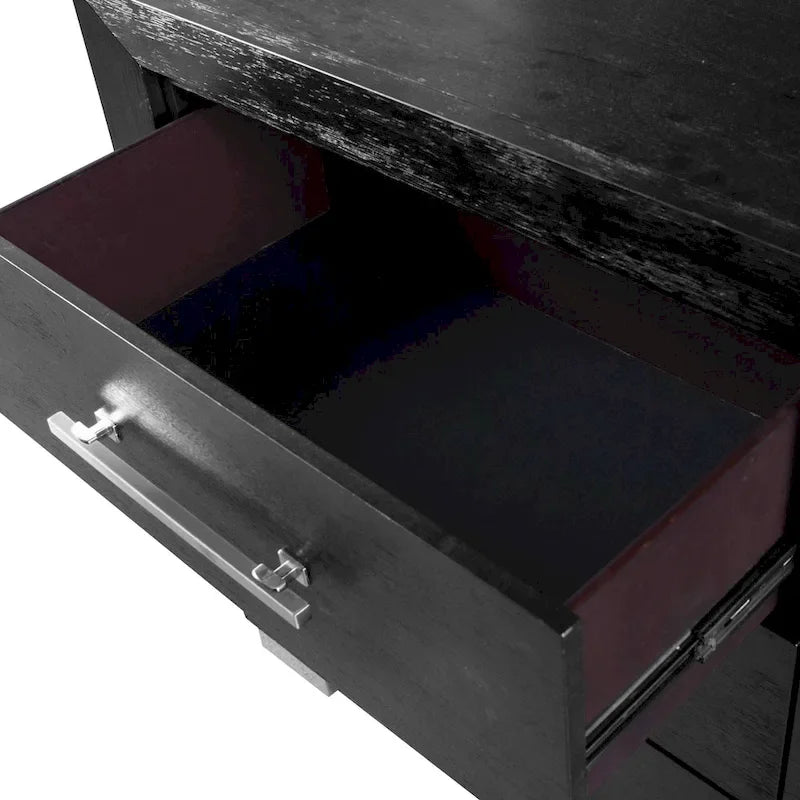 Ensemble de chambre à coucher 6 pièces Alaric de Furniture of America, en bois massif noir moderne, avec tiroir inférieur doublé de cèdre