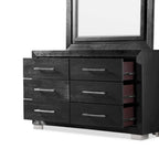 Ensemble de chambre à coucher 6 pièces Alaric de Furniture of America, en bois massif noir moderne, avec tiroir inférieur doublé de cèdre