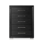 Ensemble de chambre à coucher 6 pièces Alaric de Furniture of America, en bois massif noir moderne, avec tiroir inférieur doublé de cèdre