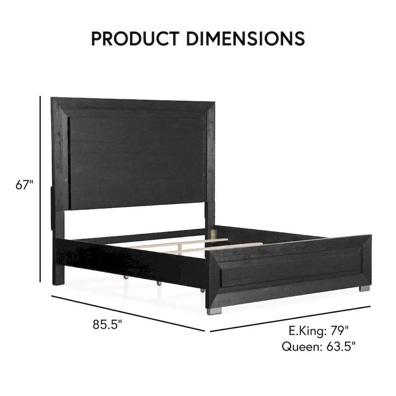 Ensemble de chambre à coucher 6 pièces Alaric de Furniture of America, en bois massif noir moderne, avec tiroir inférieur doublé de cèdre