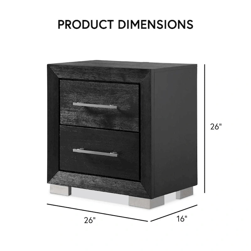 Ensemble de chambre à coucher 6 pièces Alaric de Furniture of America, en bois massif noir moderne, avec tiroir inférieur doublé de cèdre