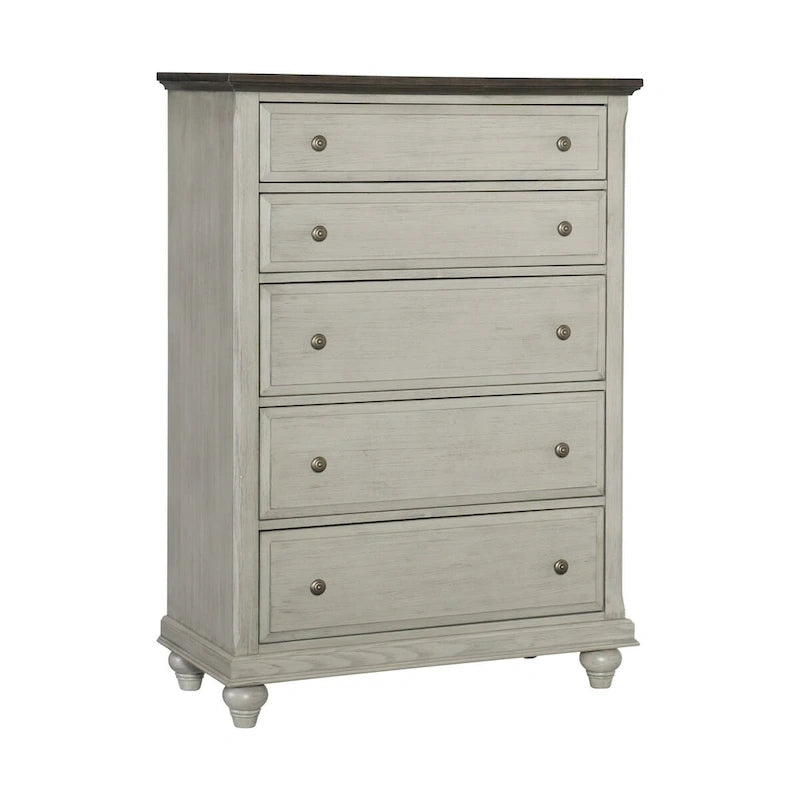 Ensemble de chambre 3 pièces gris clair : lit, commode, table de chevet