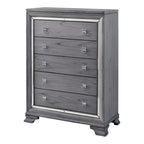 Ensemble lit et commode contemporain gris Taia de Furniture of America, composé de 2 pièces, avec éclairage LED