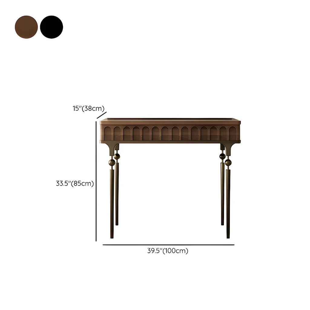 Console moderne en bois noir avec pieds dorés