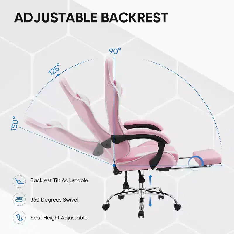 Chaise de jeu de course ergonomique JIONJOY avec dossier haut, soutien lombaire et accoudoirs réglables