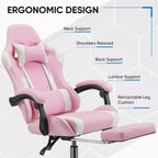 Chaise de jeu de course ergonomique JIONJOY avec dossier haut, soutien lombaire et accoudoirs réglables