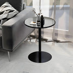 Table d'appoint ronde contemporaine sur pied en métal noir