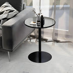 Table d'appoint ronde contemporaine sur pied en métal noir