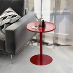 Table d'appoint ronde contemporaine sur pied en métal noir