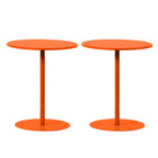 Table d'appoint ronde contemporaine sur pied en métal noir