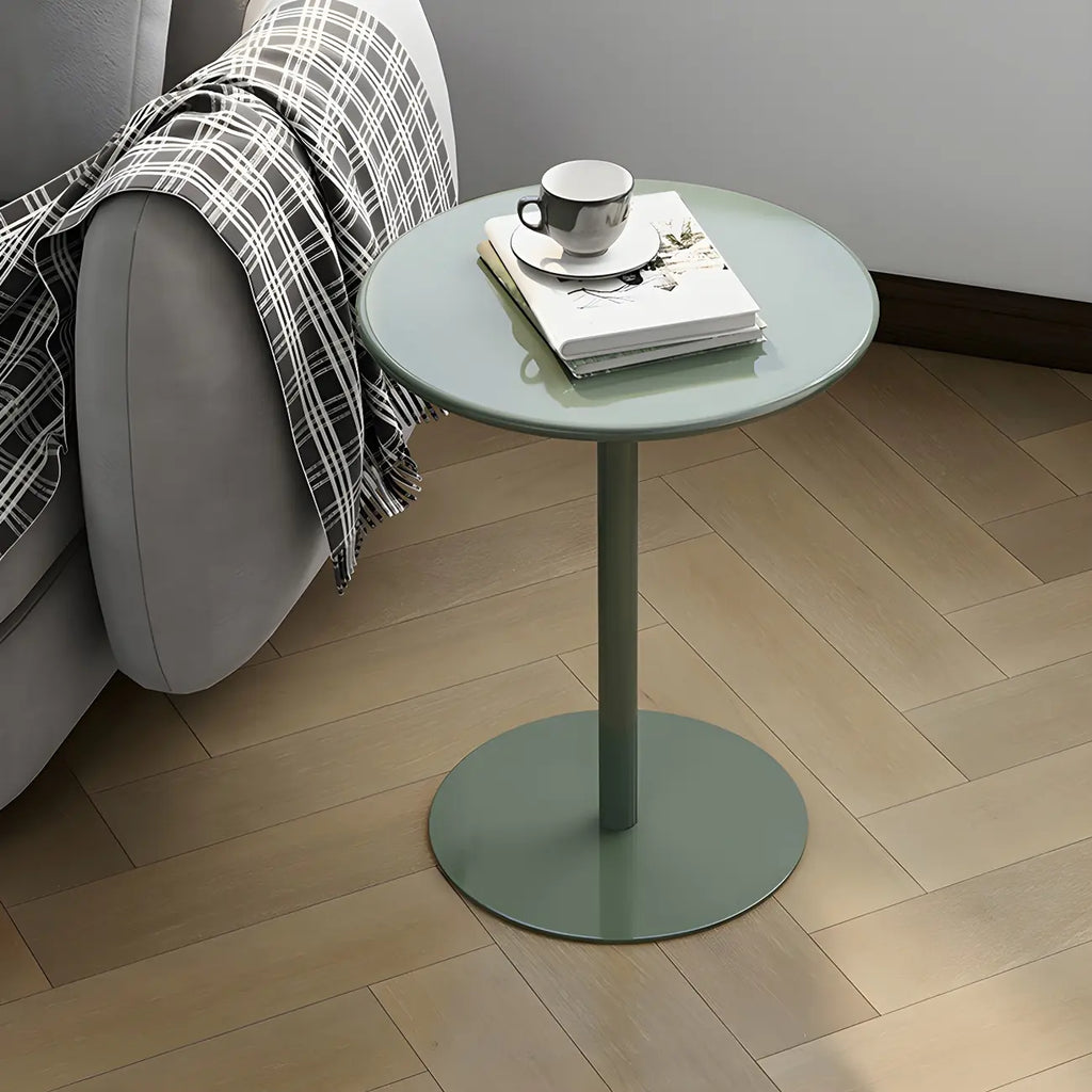 Table d'appoint ronde contemporaine sur pied en métal noir