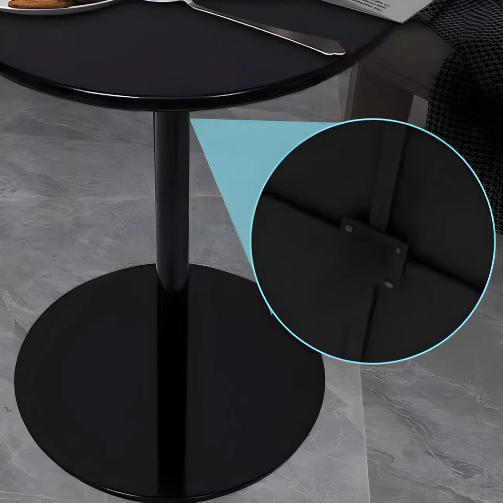Table d'appoint ronde contemporaine sur pied en métal noir