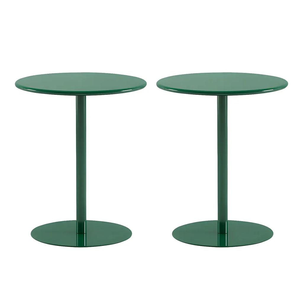 Table d'appoint ronde contemporaine sur pied en métal noir