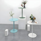 Table d'appoint ronde contemporaine sur pied en métal noir