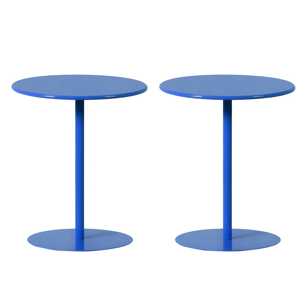 Table d'appoint ronde contemporaine sur pied en métal noir
