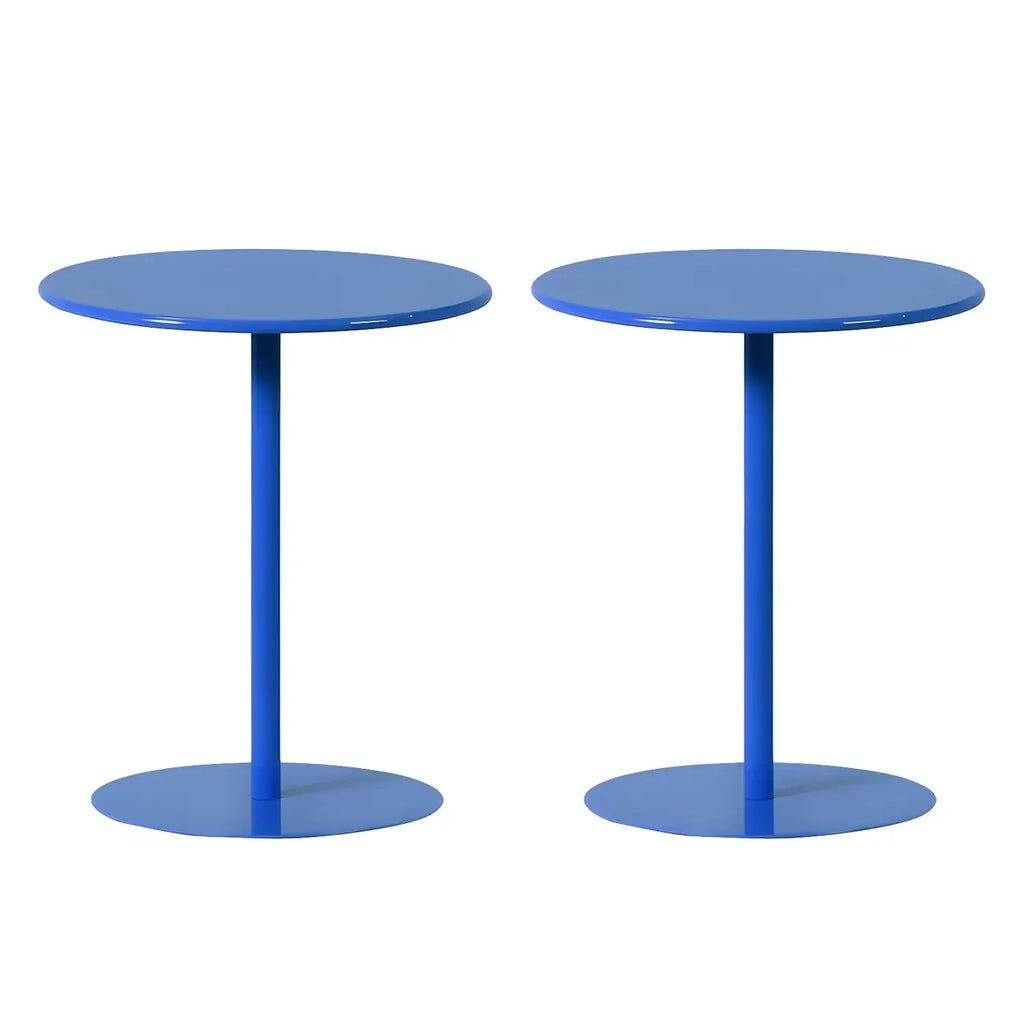 Table d'appoint ronde contemporaine sur pied en métal noir