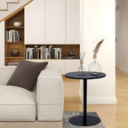 Table d'appoint ronde contemporaine sur pied en métal noir