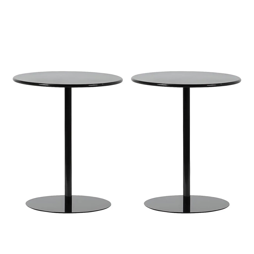 Table d'appoint ronde contemporaine sur pied en métal noir