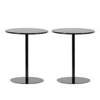 Table d'appoint ronde contemporaine sur pied en métal noir
