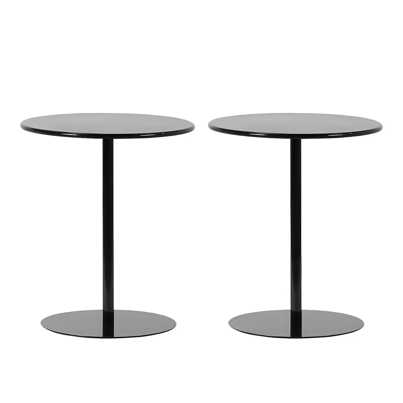 Table d'appoint ronde contemporaine sur pied en métal noir