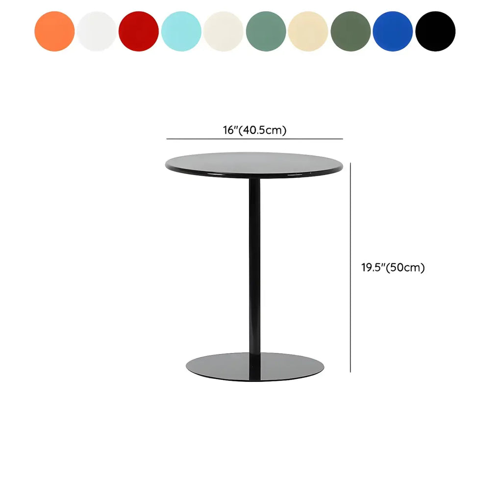 Table d'appoint ronde contemporaine sur pied en métal noir