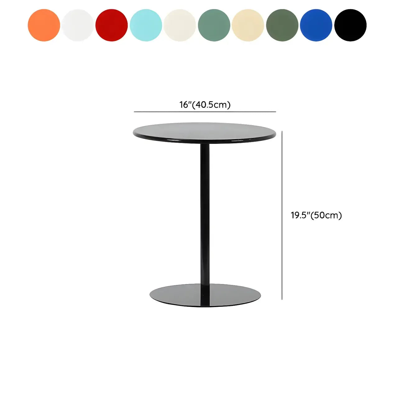Table d'appoint ronde contemporaine sur pied en métal noir
