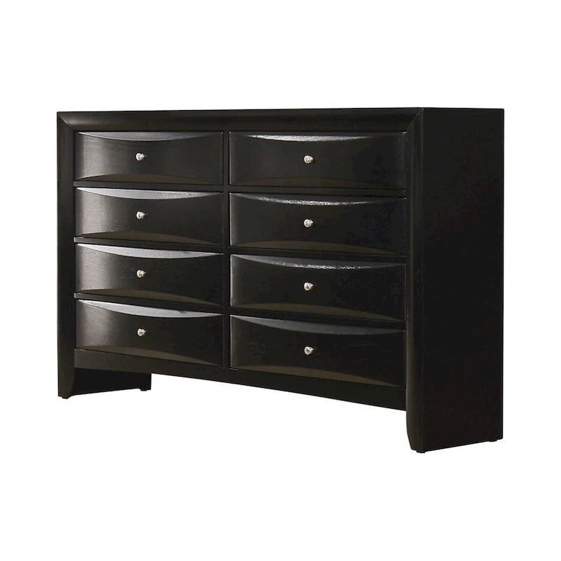 Ensemble de chambre à coucher Isabel Black 5 pièces avec rangement et 2 tables de chevet
