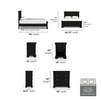 Ensemble lit queen en bois noir Homestyles Bedford 3 pièces, comprenant deux tables de chevet et une commode.