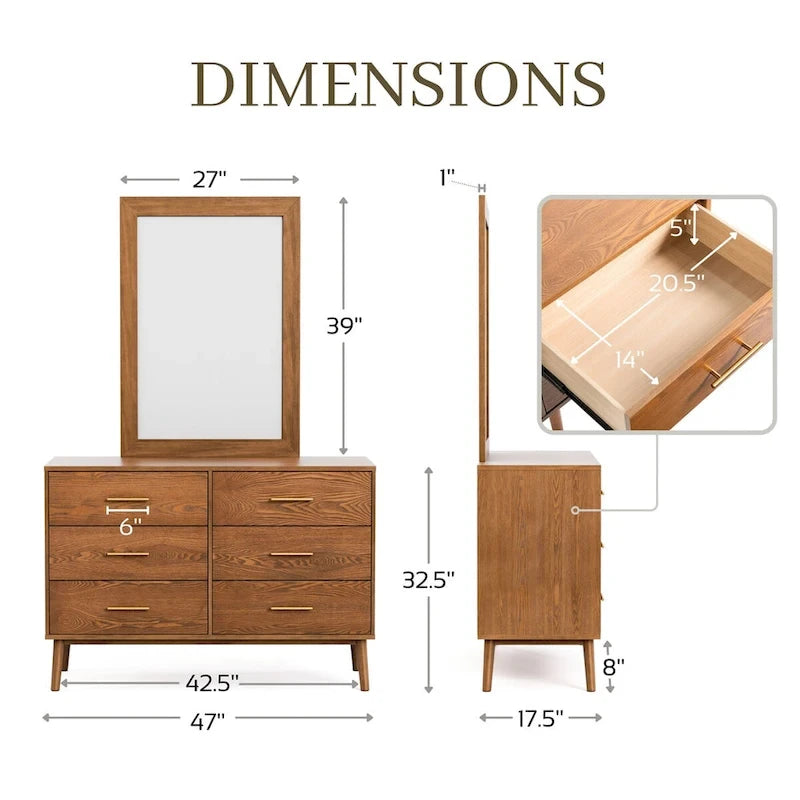 Ensemble de chambre à coucher bas à 6 pièces Beau Midcentury en bouclette, style Queen, de Furniture of America