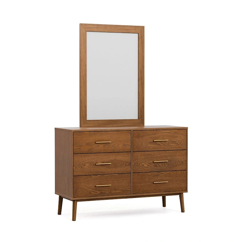 Ensemble de chambre à coucher bas à 6 pièces Beau Midcentury en bouclette, style Queen, de Furniture of America