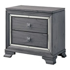 Ensemble lit et table de chevet contemporain gris Taia de Furniture of America, composé de 2 pièces, avec éclairage LED