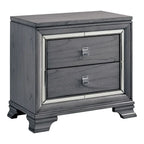 Ensemble lit et table de chevet contemporain gris Taia de Furniture of America, composé de 2 pièces, avec éclairage LED