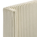 Lit à panneaux rembourrés en velours côtelé à larges côtes Mavela de Roundhill Furniture avec 2 tables de chevet, couleur crème