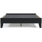 Lit plateforme noir Signature Design by Ashley Finch avec 2 tables de chevet