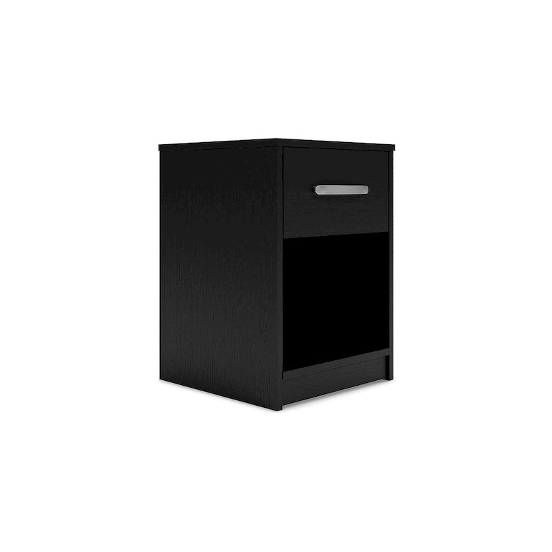 Lit plateforme noir Signature Design by Ashley Finch avec 2 tables de chevet