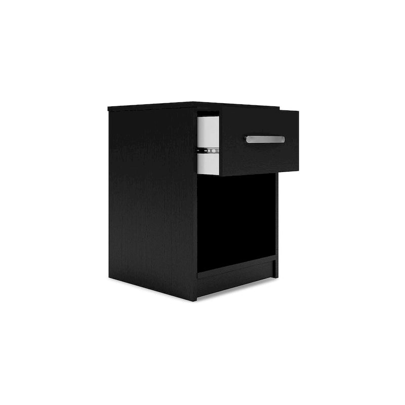 Lit plateforme noir Signature Design by Ashley Finch avec 2 tables de chevet