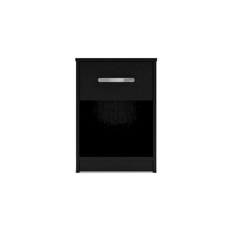 Lit plateforme noir Signature Design by Ashley Finch avec 2 tables de chevet