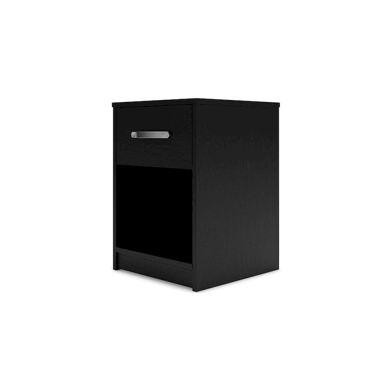 Lit plateforme noir Signature Design by Ashley Finch avec 2 tables de chevet