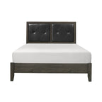 Ensemble de chambre contemporain 3 pièces : lit, table de chevet, commode, finition gris foncé