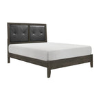 Ensemble de chambre contemporain 3 pièces : lit, table de chevet, commode, finition gris foncé