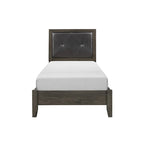 Ensemble de chambre contemporain 3 pièces : lit, table de chevet, commode, finition gris foncé