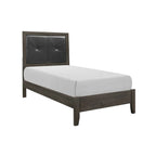 Ensemble de chambre contemporain 3 pièces : lit, table de chevet, commode, finition gris foncé