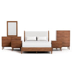 Ensemble de chambre à coucher 6 pièces Beau Midcentury en noyer pour lit queen de Furniture of America