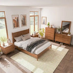 Ensemble de chambre à coucher 6 pièces Beau Midcentury en noyer pour lit queen de Furniture of America
