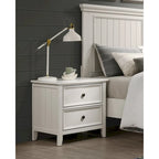 Ensemble de chambre à coucher 4 pièces finition blanche comprenant lit, table de chevet, commode et miroir